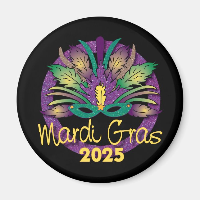 Mardi Gras-maskmagnet - 2025 Magnet (Framsidan)