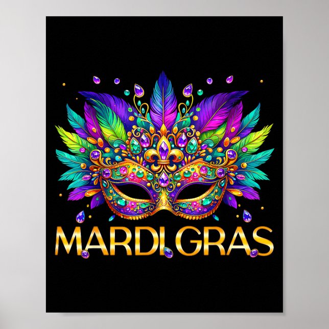 Mardi Gras-maskpärlor Karneval Kvinnor Flick Kid T Poster (Framsidan)