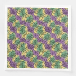 Mardi Gras Masks and Beads Doodle Art Style Pappersservett