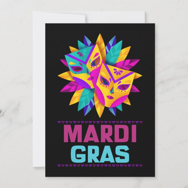 Mardi Gras Masks-Helgdag kort (Framsida)