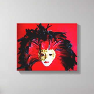 MARDI GRAS MASQUE BLACK OCH RED RELIEF CANVASTRYCK