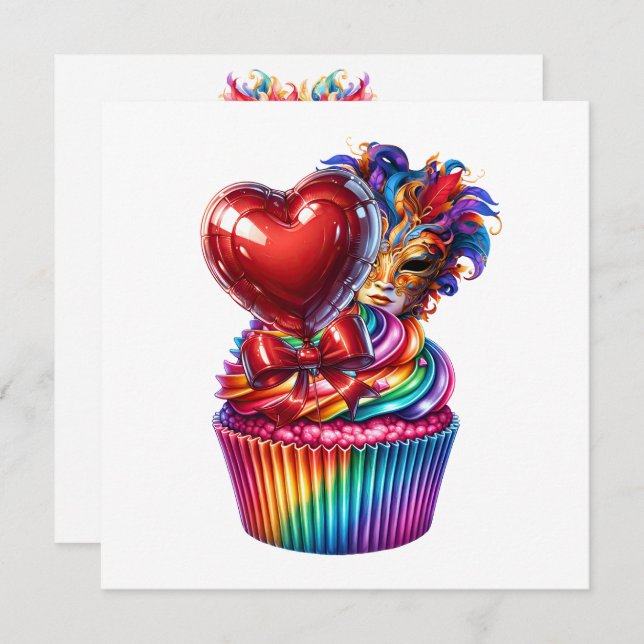 Mardi Gras Masquera Inbjudningar (Fram/baksida)