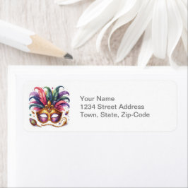 Mardi Gras Masquera Returadress Etikett