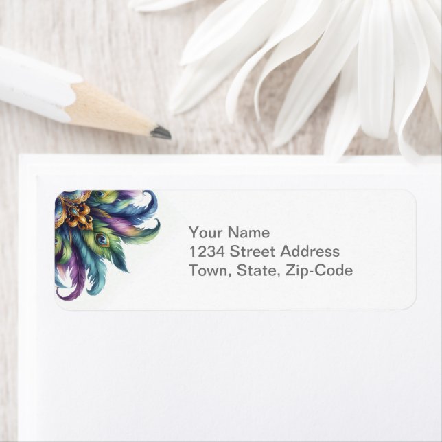 Mardi Gras Masquera Returadress Etikett (Insitu)