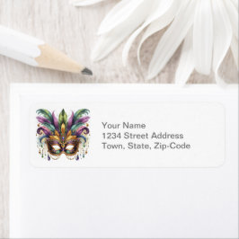Mardi Gras Masquera Returadress Etikett