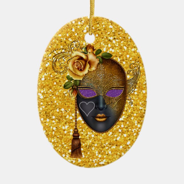 Mardi Gras - Masqueraad - SRF Julgransprydnad Keramik (Framsidan)