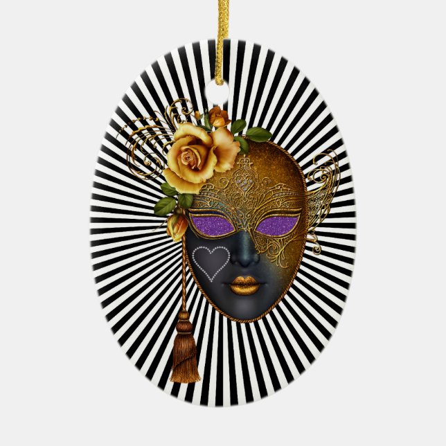 Mardi Gras - Masqueraad - SRF Julgransprydnad Keramik (Framsidan)