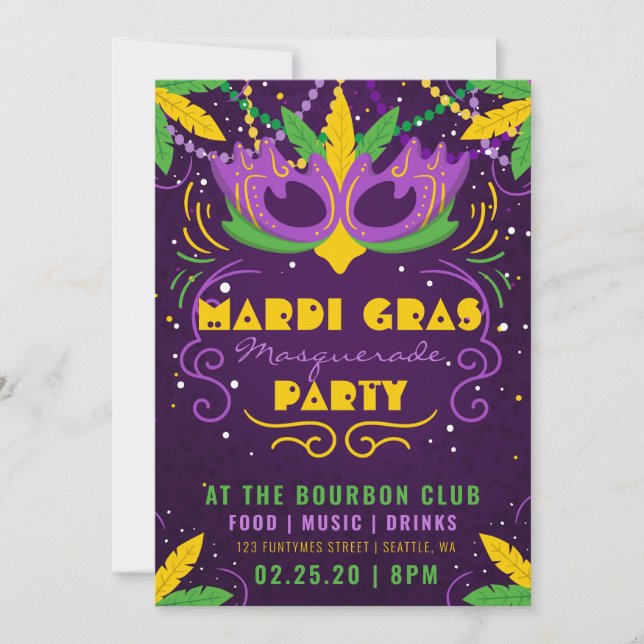 Mardi Gras Masquerad Party Inbjudningar (Framsida)