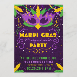 Mardi Gras Masquerad Party Inbjudningar