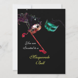 MARDI GRAS MASQUERADE BOLL ,Black osa Inbjudningar