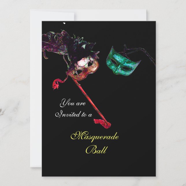 MARDI GRAS MASQUERADE BOLL ,Black osa Inbjudningar (Framsida)