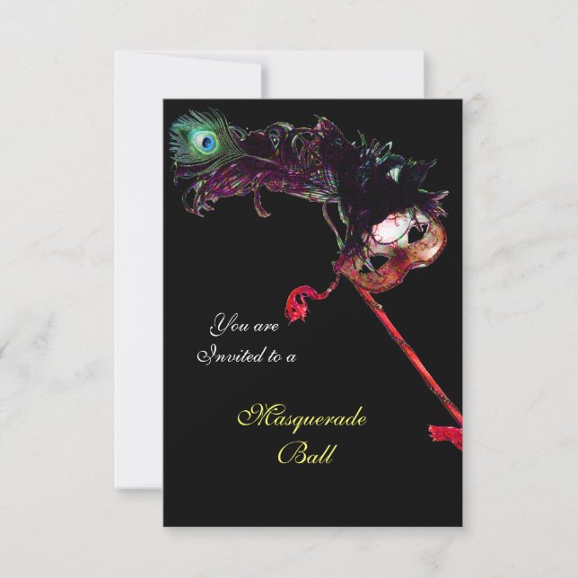 MARDI GRAS MASQUERADE BOLL ,Black osa Inbjudningar (Framsida)