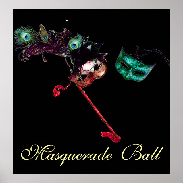 MARDI GRAS MASQUERADE BOLL ,Black Poster (Framsidan)