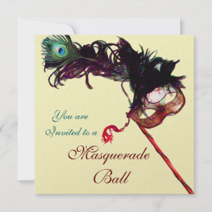 MARDI GRAS MASQUERADE BOLL Guld Metallic Inbjudningar