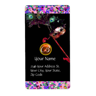MARDI GRAS MASQUERADE Confetti gem monogram Fraktsedel