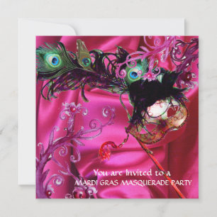 MARDI GRAS MASQUERADE FEST, FUCHSIA SILKESDUK INBJUDNINGAR