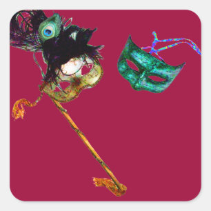MARDI GRAS MASQUERADE FYRKANTIGT KLISTERMÄRKE