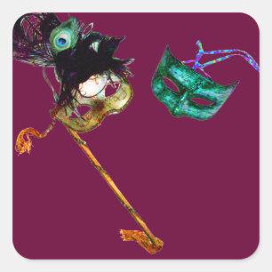 MARDI GRAS MASQUERADE FYRKANTIGT KLISTERMÄRKE