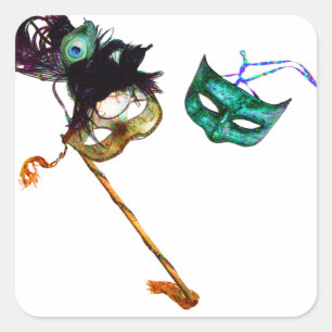 MARDI GRAS MASQUERADE FYRKANTIGT KLISTERMÄRKE