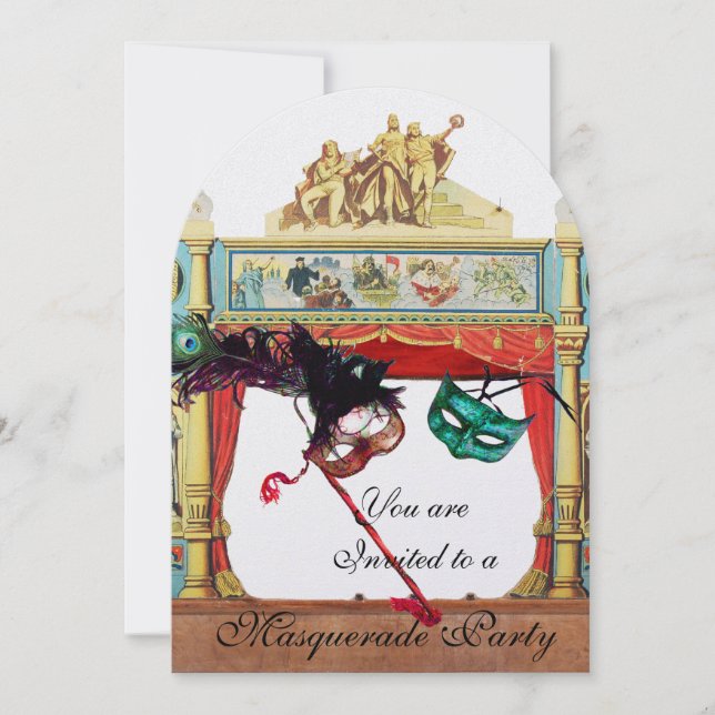 MARDI GRAS MASQUERADE KOSTYMPARTY TEATER Pärlan Inbjudningar (Framsida)