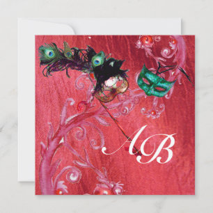 MARDI GRAS MASQUERADE ,MAGISKA BÄR MONOGRAM siden Inbjudningar