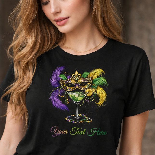 Mardi Gras Masquerade Mask & Martini-fest T Shirt (Skapare uppladdad)