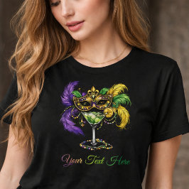 Mardi Gras Masquerade Mask & Martini Party T Shirt