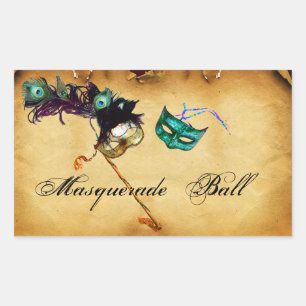 MARDI GRAS MASQUERADE-parchment Rektangulärt Klistermärke