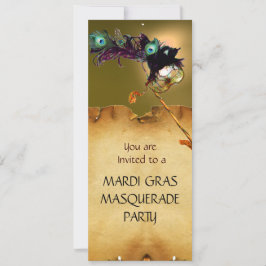 MARDI GRAS MASQUERADE PARTY Gult grönt svart Inbjudningar