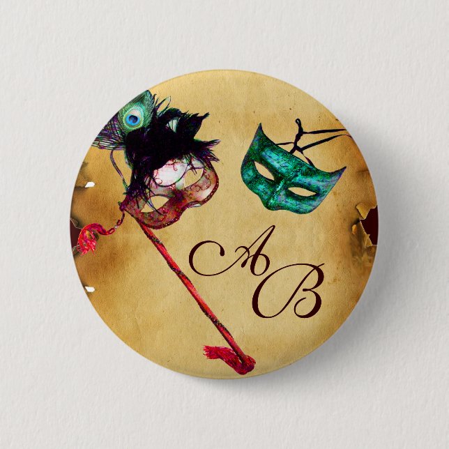 MARDI GRAS MASQUERADE PARTY MONOGRAM KNAPP (Framsida)