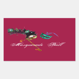 MARDI GRAS MASQUERADE REKTANGULÄRT KLISTERMÄRKE
