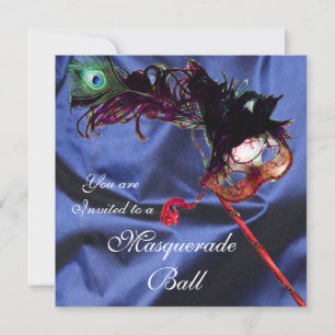 MARDI GRAS MASQUERADEBAL blue Inbjudningar