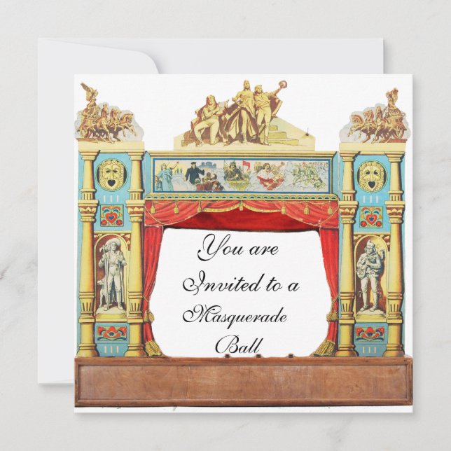 MARDI GRAS MASQUERADEBAL MASKERADTEATER Vit Inbjudningar (Framsida)