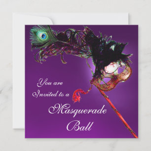 MARDI GRAS MASQUERADEBAL purplea gul vit Inbjudningar