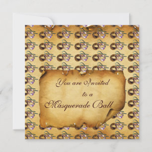 MARDI GRAS MASQUERADEMASKER Klassigt Pergament Inbjudningar
