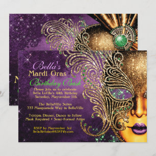 Mardi Gras MasqueraFödelsedagsfest inbjudan