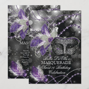 Mardi Gras MasqueraFödelsedagsfest inbjudan