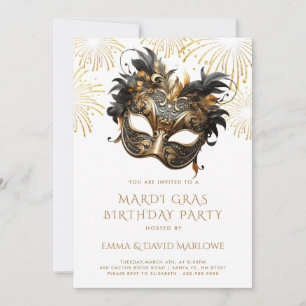 Mardi Gras MasqueraFödelsedagsfest inbjudan