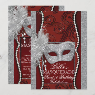 Mardi Gras MasqueraFödelsedagsfest inbjudan