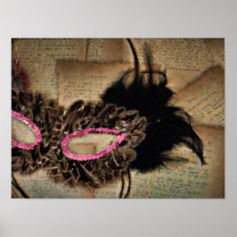 Mardi Gras Masqueramask Rosa Antique Carnival Poster
