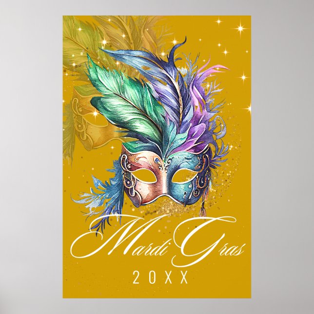 Mardi Gras Masqueramasken | GULD POSTER (Framsidan)