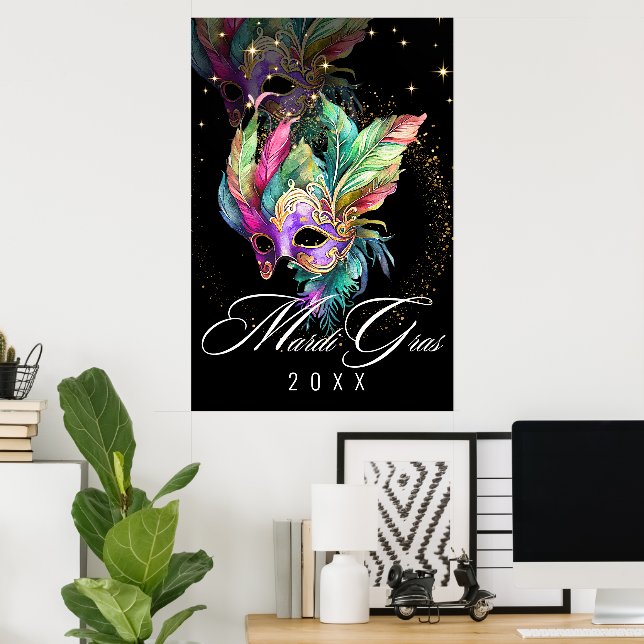 Mardi Gras Masqueramasken | Svart Poster (Hemmakontoret)