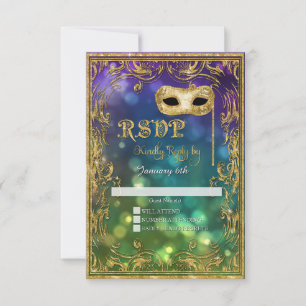 Mardi Gras Masqueramaskens Guld Glitter OSA Kort