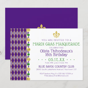 Mardi Gras MasqueraParty Inbjudningar