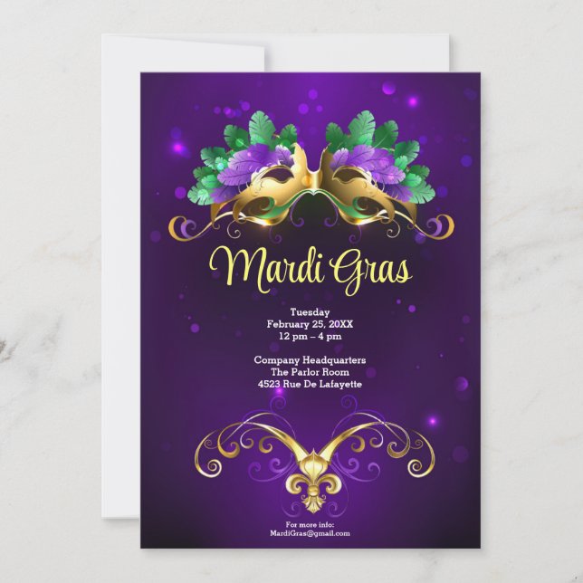 Mardi Gras MasqueraParty Inbjudningar (Framsida)