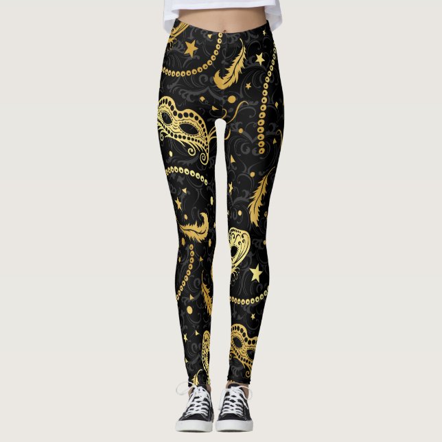 Mardi Gras MasqueraPop Mode Leggings (Framsida)