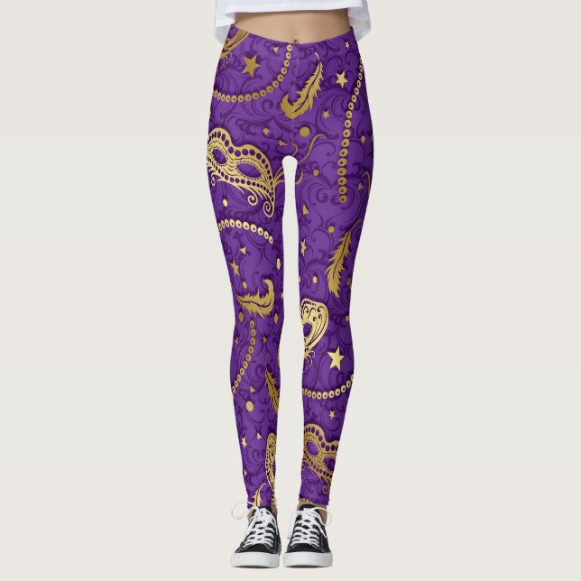 Mardi Gras MasqueraPop Mode Leggings (Framsida)