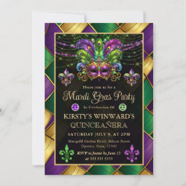Mardi Gras MasqueraQuinceanera Inbjudningar