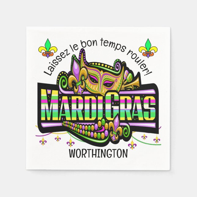 Mardi Gras Matches Theme Pappersservett (Framsidan)