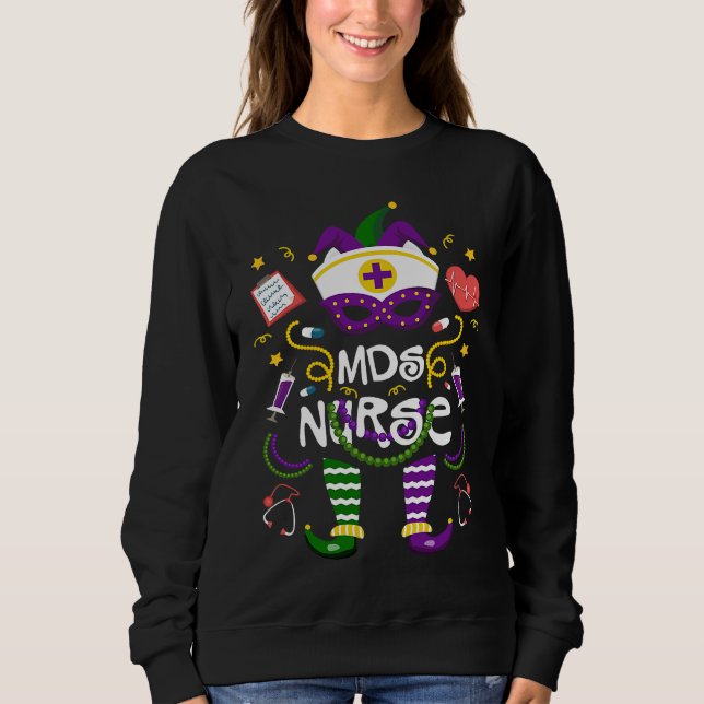 Mardi Gras MDS Nurse Women Costume Mardi Gras Nurs T Shirt (Framsida)